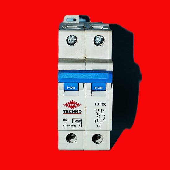 ⚡ HPL Techno 6A Double Pole MCB – 1pc